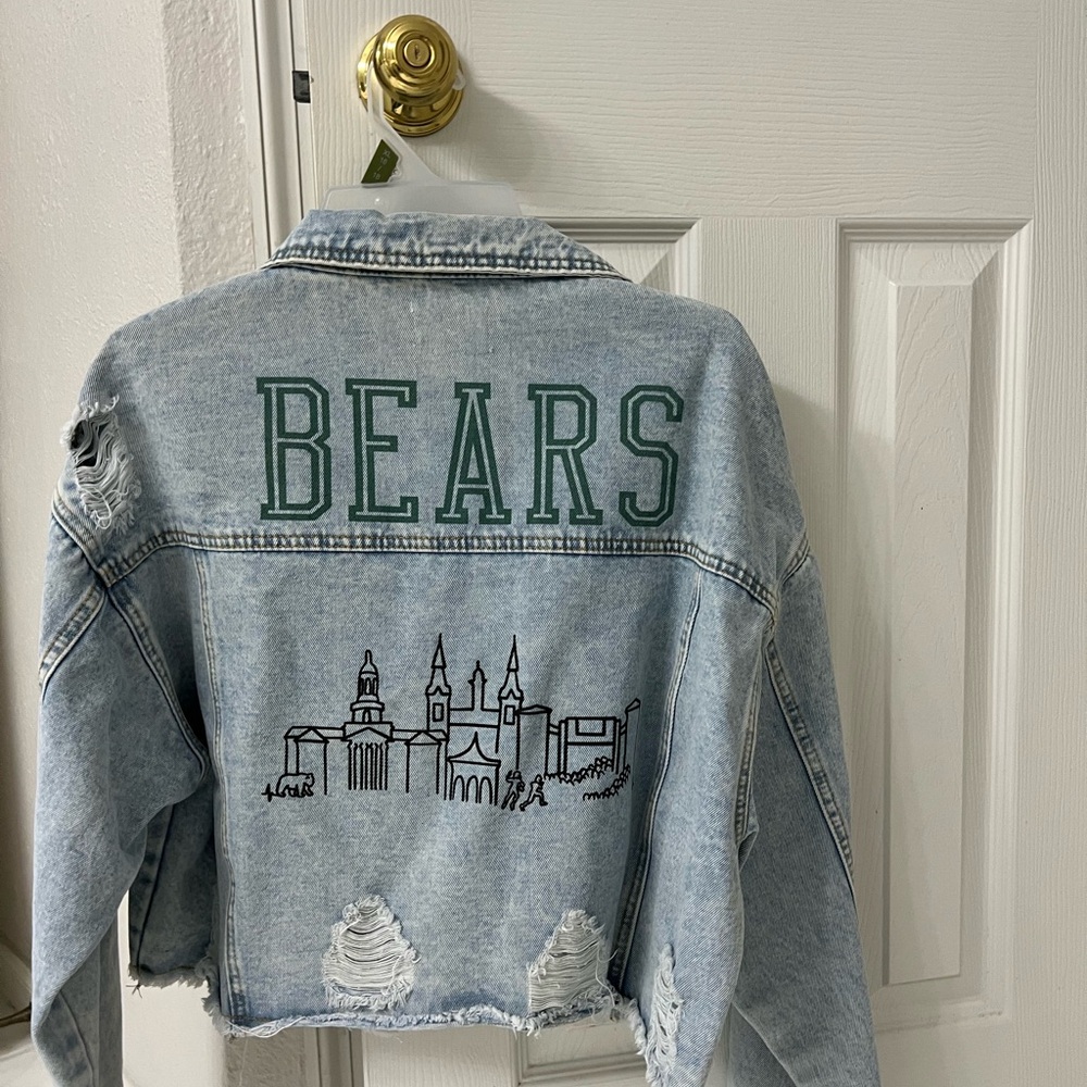 Denim Jacket cropped with Baylor Bears Graphic